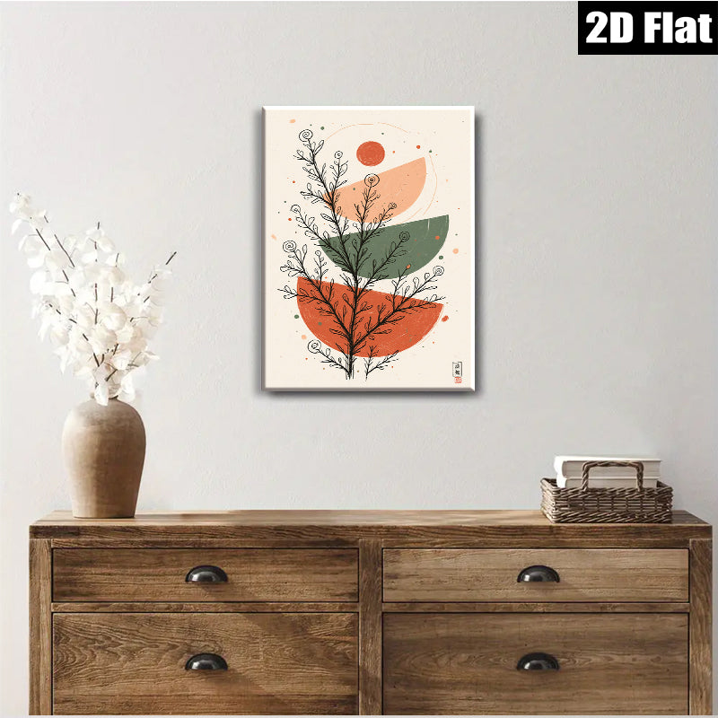 2D flat 1pc botanical wall art abstract foliage modern farmhouse living room bedroom decor gallery wrapped canvas prints minimalist statement piece cozy home refresh
