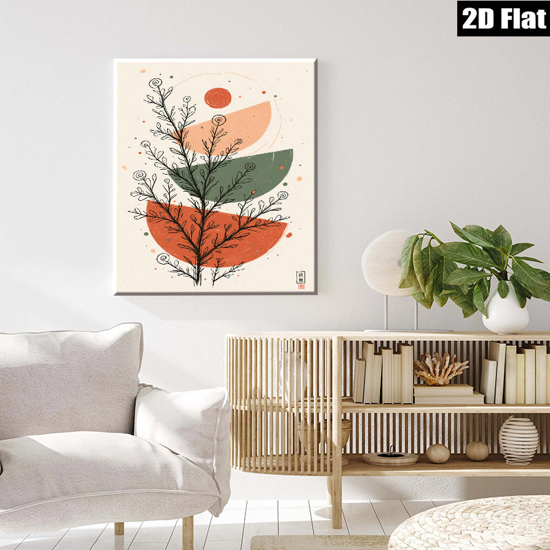 2D flat 1pc botanical wall art abstract foliage modern farmhouse living room bedroom decor gallery wrapped canvas prints minimalist statement piece cozy home refresh