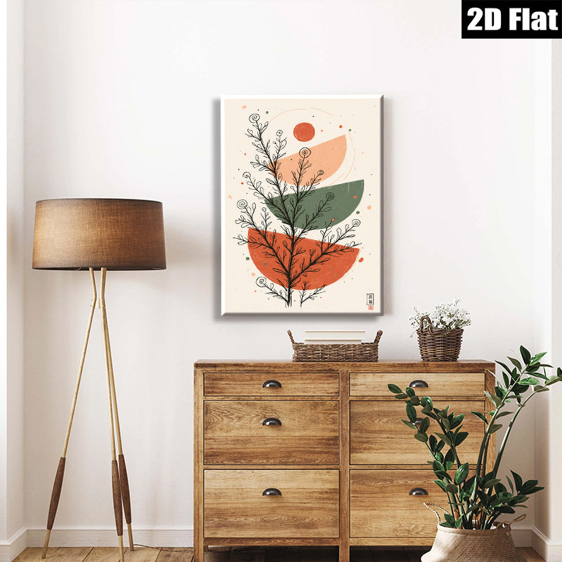 2D flat 1pc botanical wall art abstract foliage modern farmhouse living room bedroom decor gallery wrapped canvas prints minimalist statement piece cozy home refresh