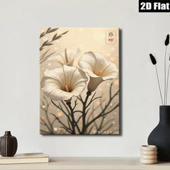 2D flat 1pc botanical wall art delicate floral painting modern farmhouse decor living room bedroom gallery wrapped canvas print cozy home accents