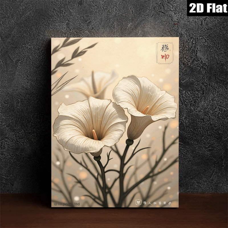 2D flat 1pc botanical wall art delicate floral painting modern farmhouse decor living room bedroom gallery wrapped canvas print cozy home accents