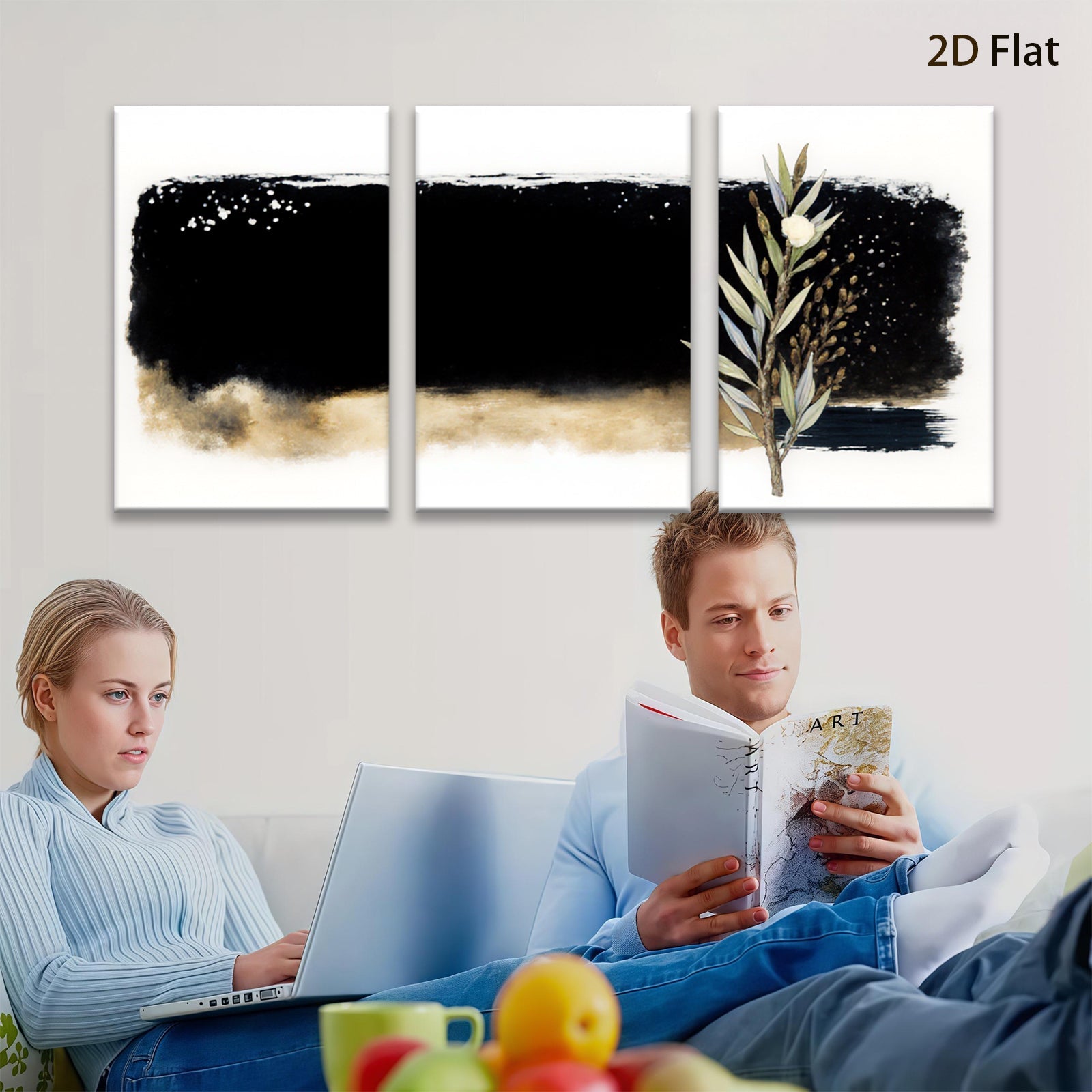 2D flat 1pc botanical wall art eucalyptus sprig minimalist farmhouse decor living room bedroom gallery wrapped canvas prints modern aesthetic accent piece trending now stylish home