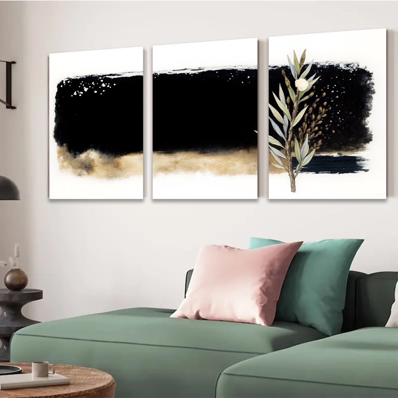 2D flat 1pc botanical wall art eucalyptus sprig minimalist farmhouse decor living room bedroom gallery wrapped canvas prints modern aesthetic accent piece trending now stylish home