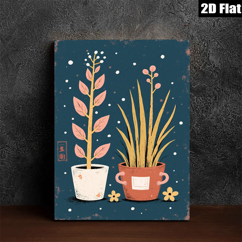 2D flat 1pc botanical wall art indoor plants farmhouse decor living room bedroom gallery wrapped canvas print modern minimalist aesthetic