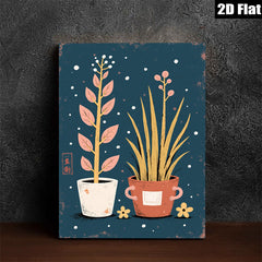 2D flat 1pc botanical wall art indoor plants farmhouse decor living room bedroom gallery wrapped canvas print modern minimalist aesthetic