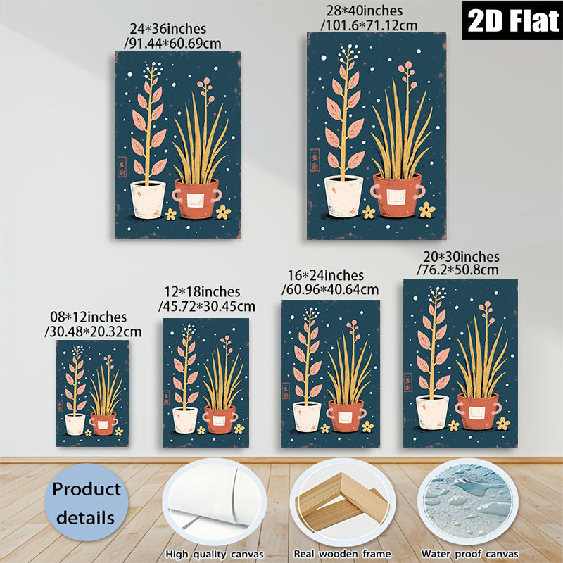 2D flat 1pc botanical wall art indoor plants farmhouse decor living room bedroom gallery wrapped canvas print modern minimalist aesthetic