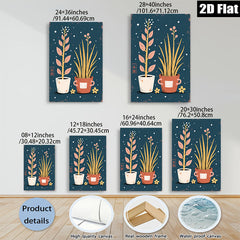2D flat 1pc botanical wall art indoor plants farmhouse decor living room bedroom gallery wrapped canvas print modern minimalist aesthetic
