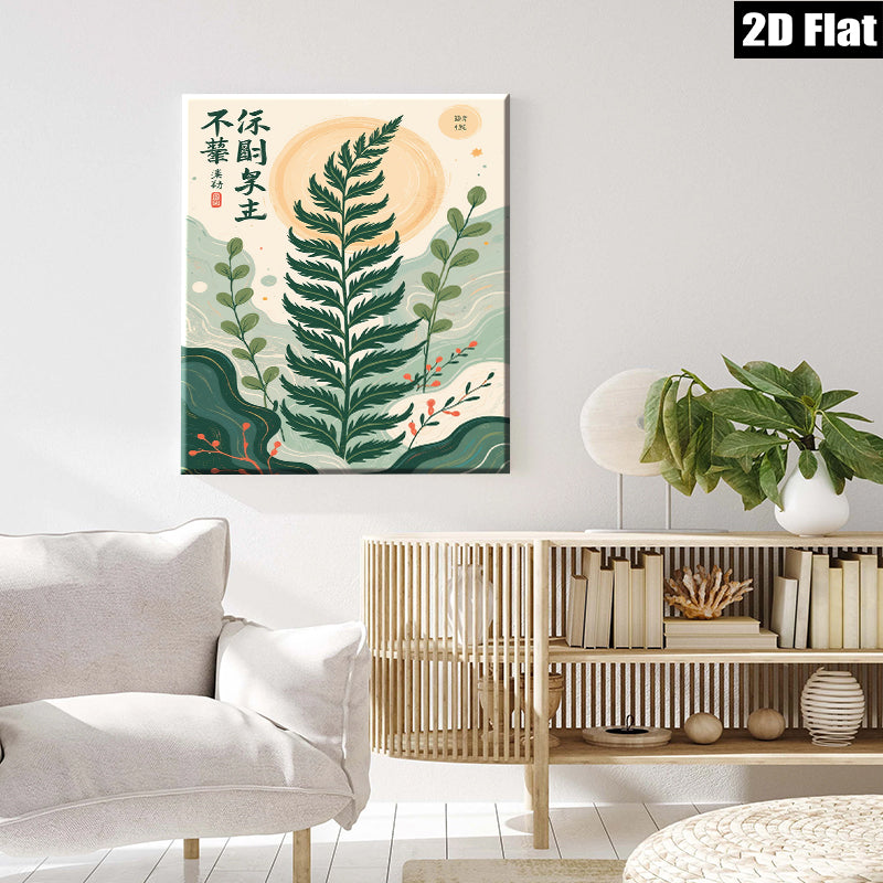 2D flat 1pc botanical wall art lush green foliage print modern farmhouse living room bedroom decor gallery wrapped canvas beautiful home accents trending now