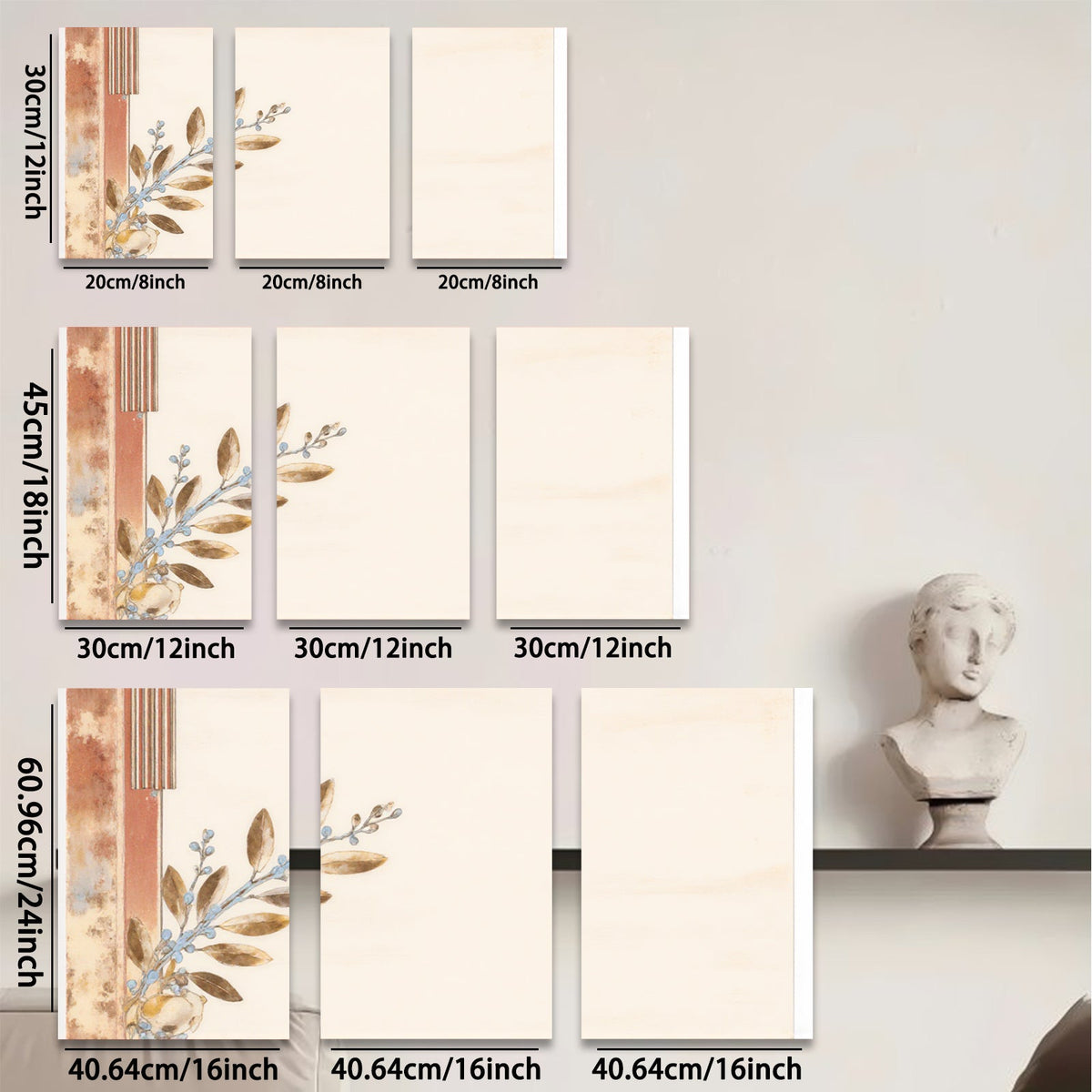 2D flat 1pc botanical wall art print delicate leaf branch painting modern farmhouse decor living room bedroom gallery wrapped canvas art