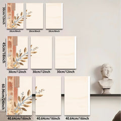 2D flat 1pc botanical wall art print delicate leaf branch painting modern farmhouse decor living room bedroom gallery wrapped canvas art