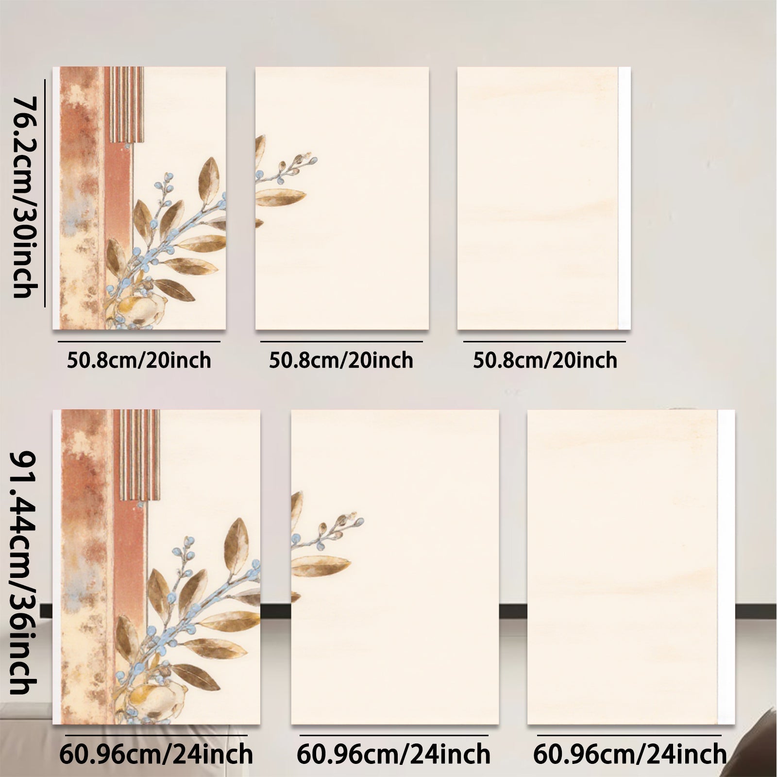 2D flat 1pc botanical wall art print delicate leaf branch painting modern farmhouse decor living room bedroom gallery wrapped canvas art