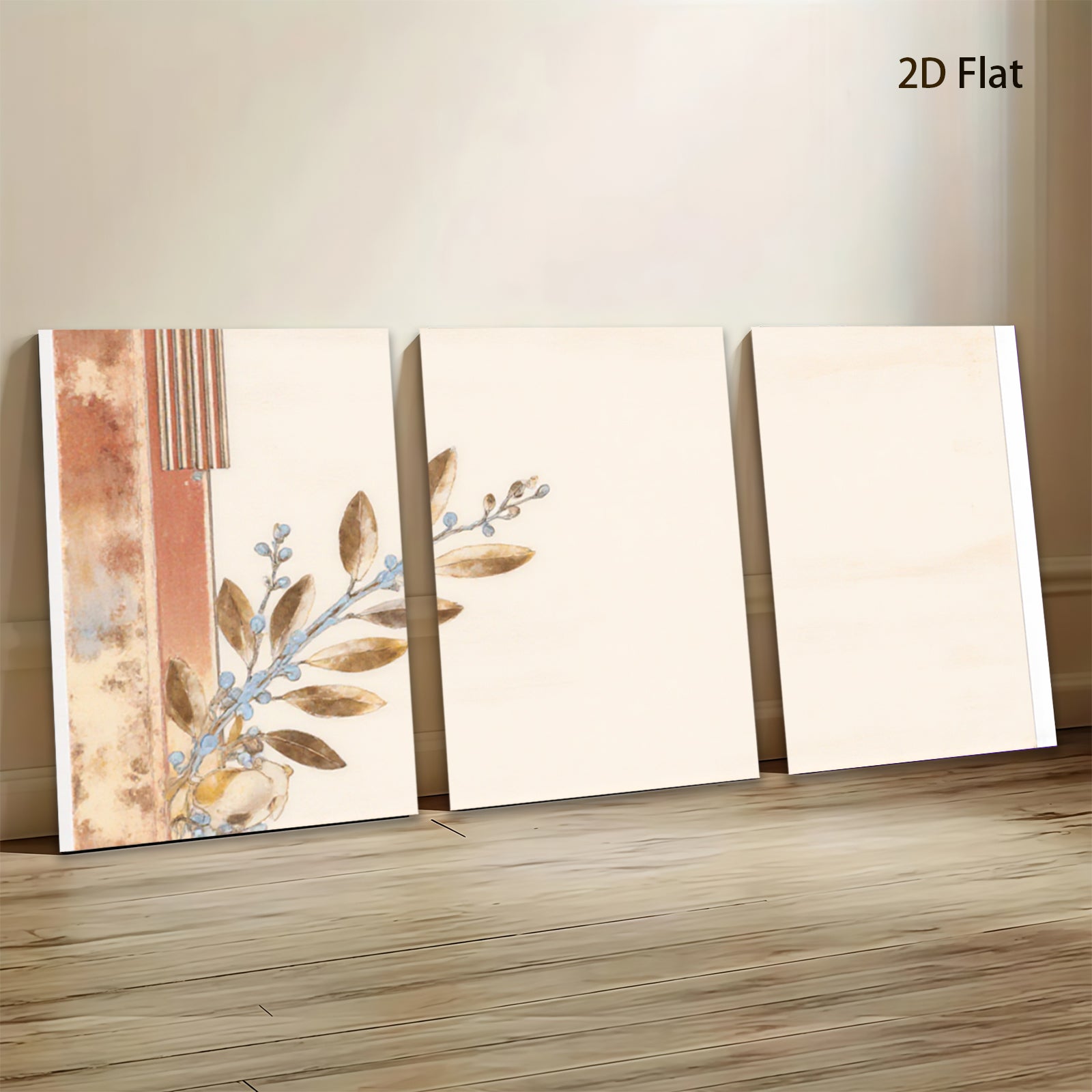 2D flat 1pc botanical wall art print delicate leaf branch painting modern farmhouse decor living room bedroom gallery wrapped canvas art
