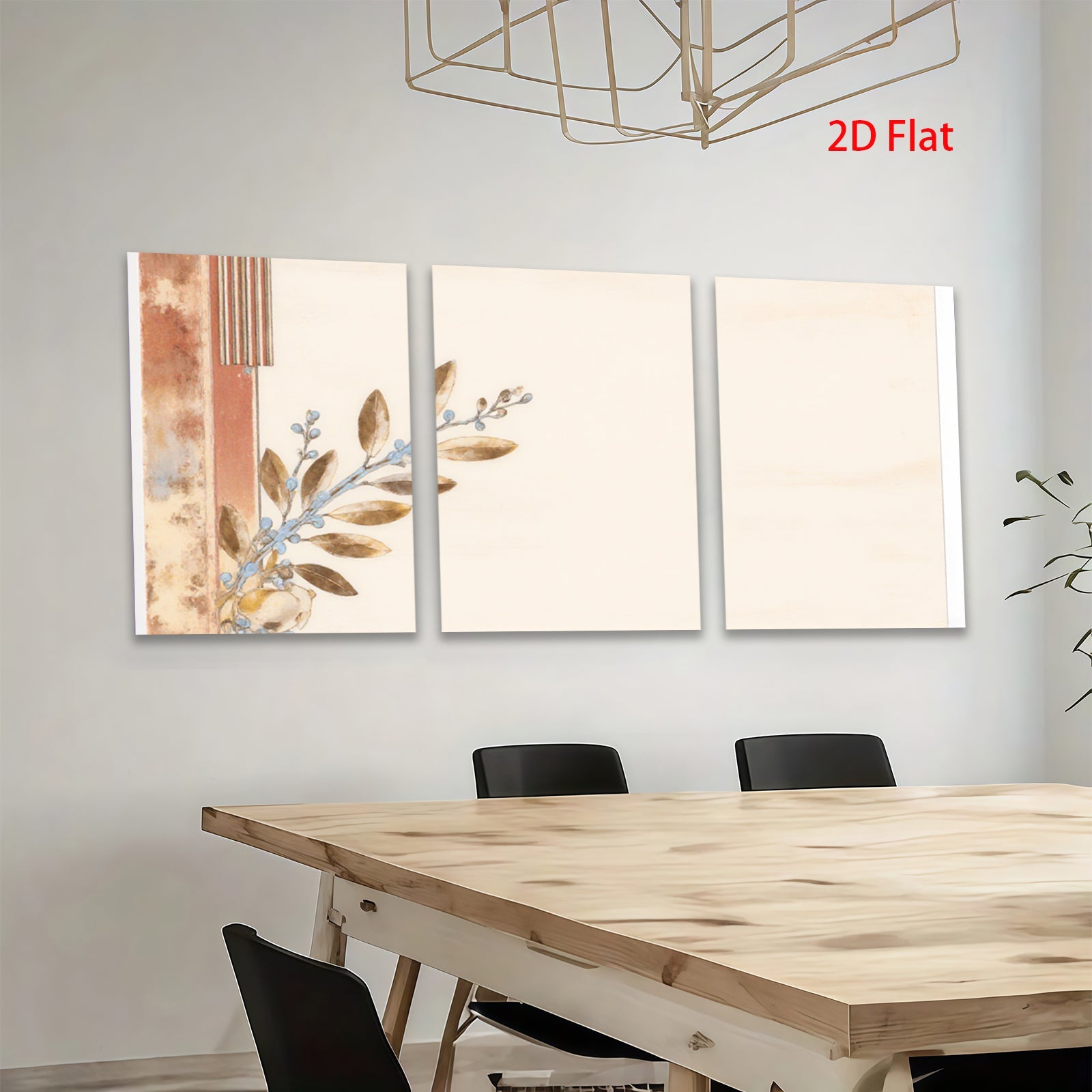 2D flat 1pc botanical wall art print delicate leaf branch painting modern farmhouse decor living room bedroom gallery wrapped canvas art
