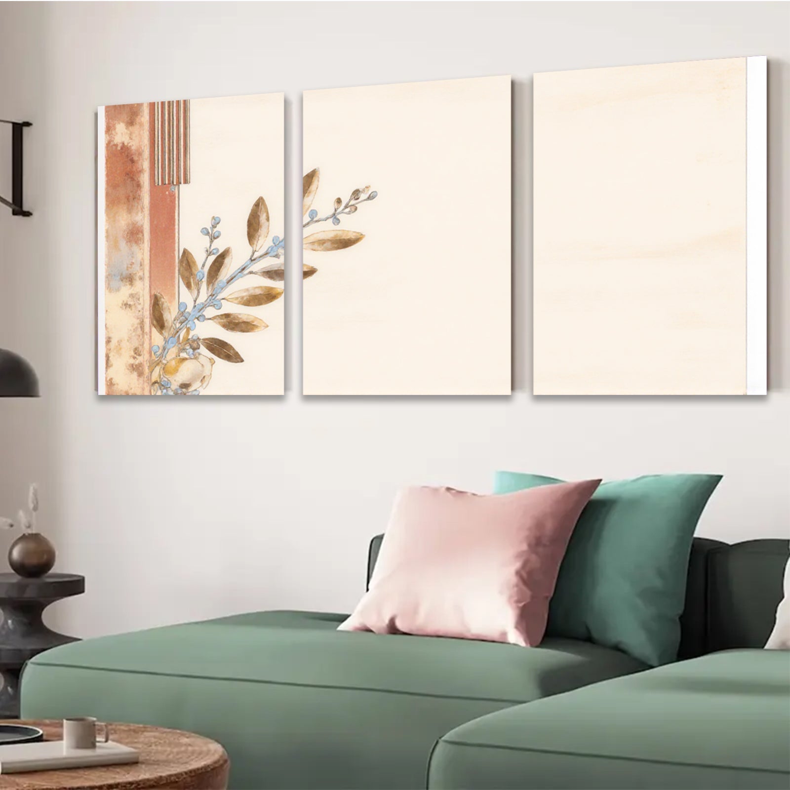 2D flat 1pc botanical wall art print delicate leaf branch painting modern farmhouse decor living room bedroom gallery wrapped canvas art