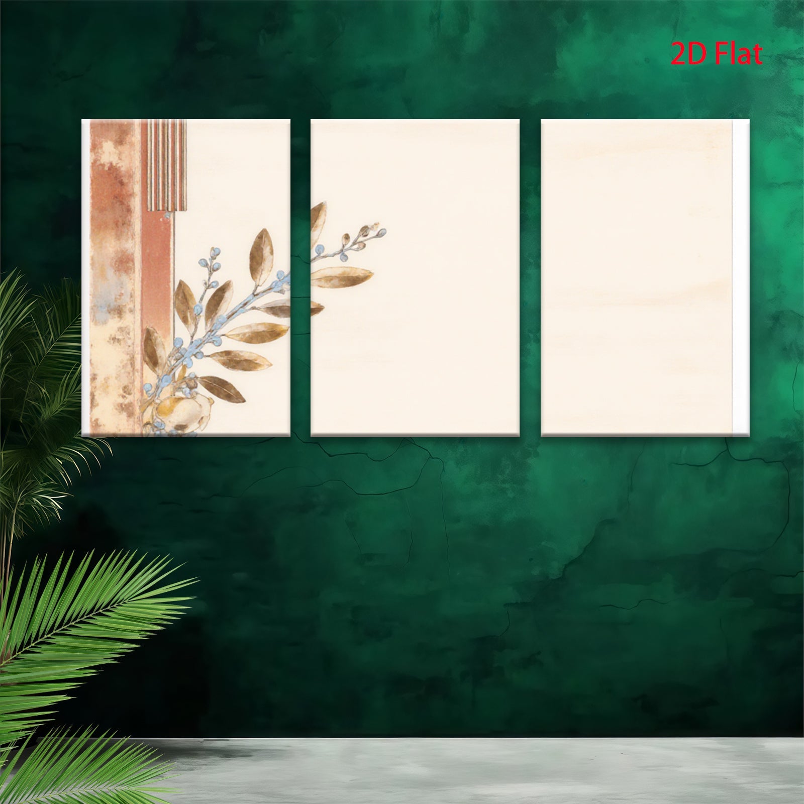 2D flat 1pc botanical wall art print delicate leaf branch painting modern farmhouse decor living room bedroom gallery wrapped canvas art