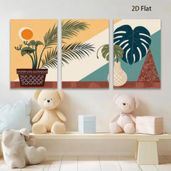 2D flat 1pc botanical wall art vibrant jungle leaves modern farmhouse gallery wrapped canvas print living room bedroom decor coastal style