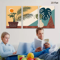2D flat 1pc botanical wall art vibrant jungle leaves modern farmhouse gallery wrapped canvas print living room bedroom decor coastal style