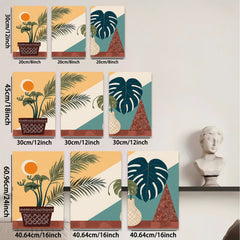 2D flat 1pc botanical wall art vibrant jungle leaves modern farmhouse gallery wrapped canvas print living room bedroom decor coastal style