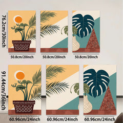 2D flat 1pc botanical wall art vibrant jungle leaves modern farmhouse gallery wrapped canvas print living room bedroom decor coastal style