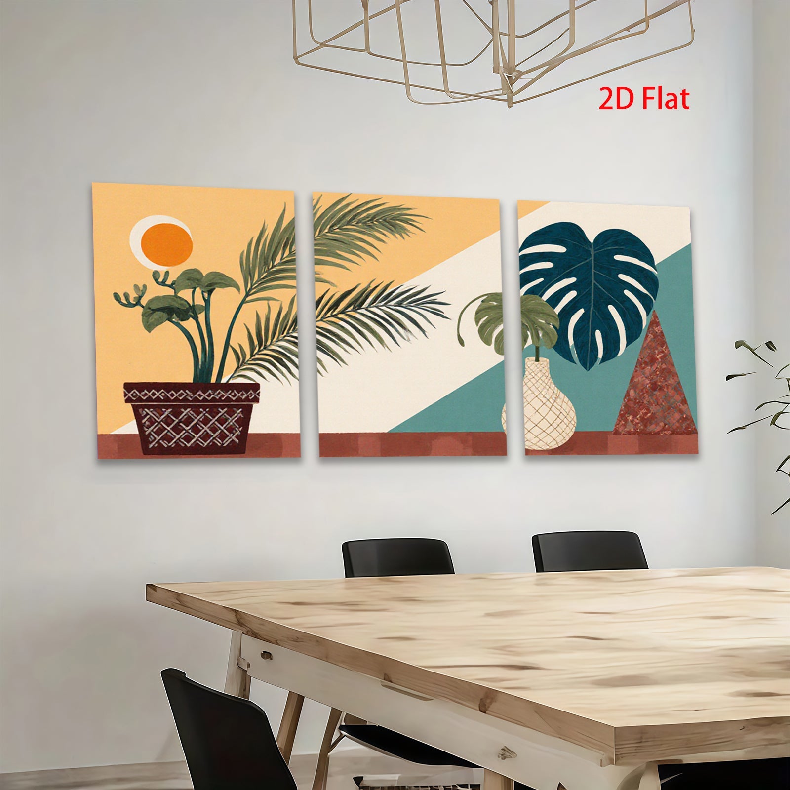 2D flat 1pc botanical wall art vibrant jungle leaves modern farmhouse gallery wrapped canvas print living room bedroom decor coastal style