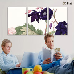 2D flat 1pc botanical wildflower bloom art print modern farmhouse wall decor living room bedroom gallery wrapped canvas beautiful cozy home