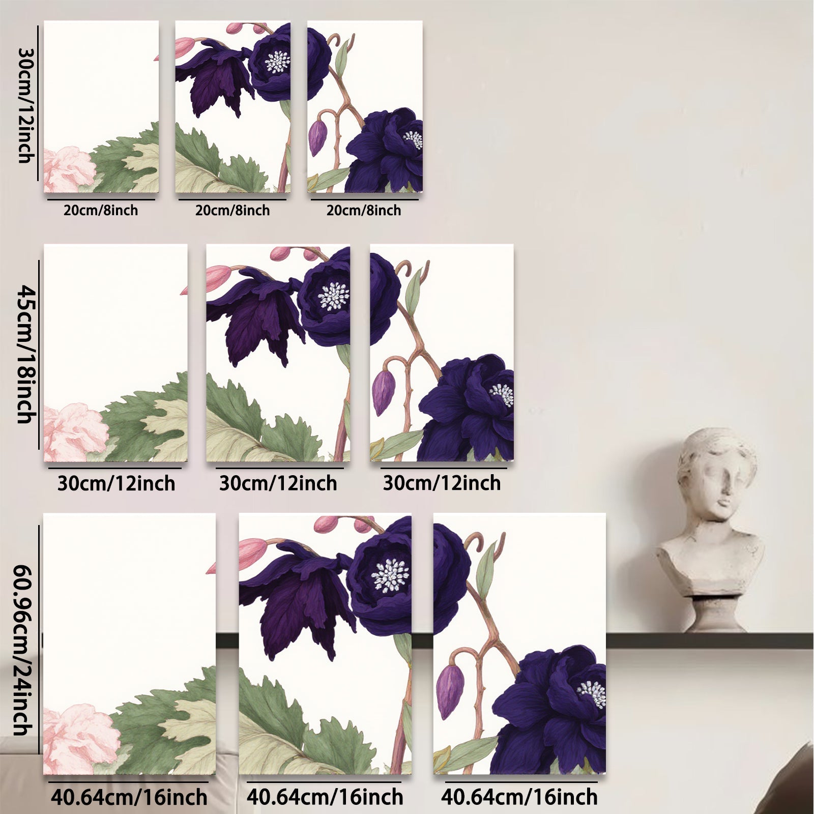2D flat 1pc botanical wildflower bloom art print modern farmhouse wall decor living room bedroom gallery wrapped canvas beautiful cozy home