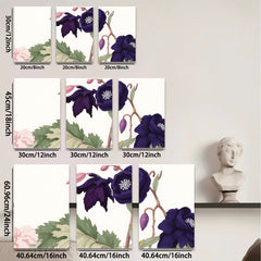 2D flat 1pc botanical wildflower bloom art print modern farmhouse wall decor living room bedroom gallery wrapped canvas beautiful cozy home