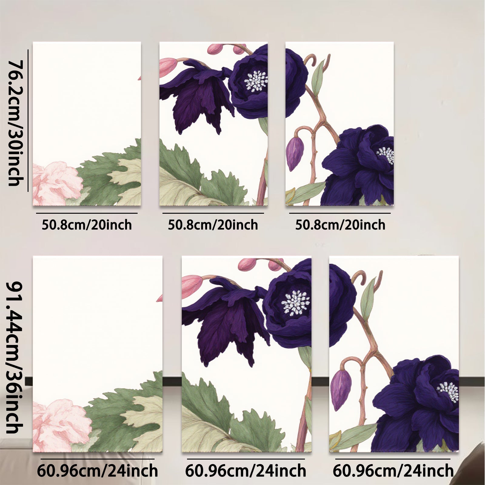 2D flat 1pc botanical wildflower bloom art print modern farmhouse wall decor living room bedroom gallery wrapped canvas beautiful cozy home