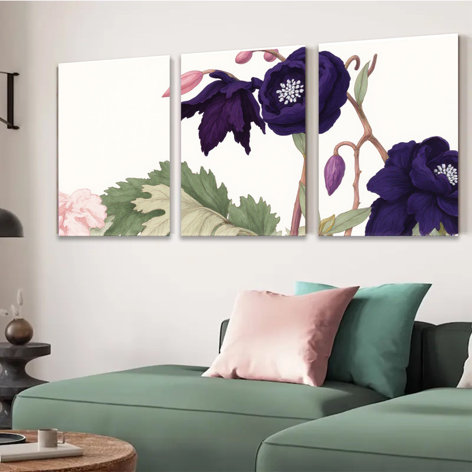 2D flat 1pc botanical wildflower bloom art print modern farmhouse wall decor living room bedroom gallery wrapped canvas beautiful cozy home