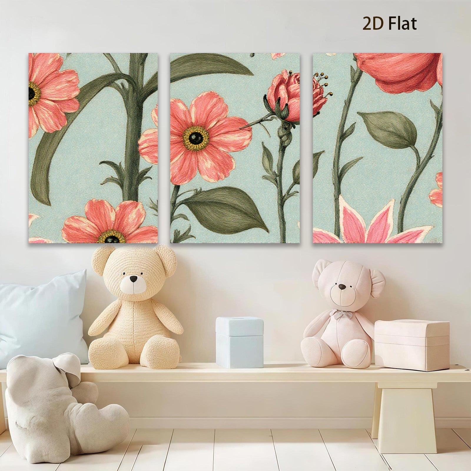 2D flat 1pc botanical wildflower illustration vibrant floral art perfect gallery wall decor farmhouse living room bedroom office cozy modern aesthetic