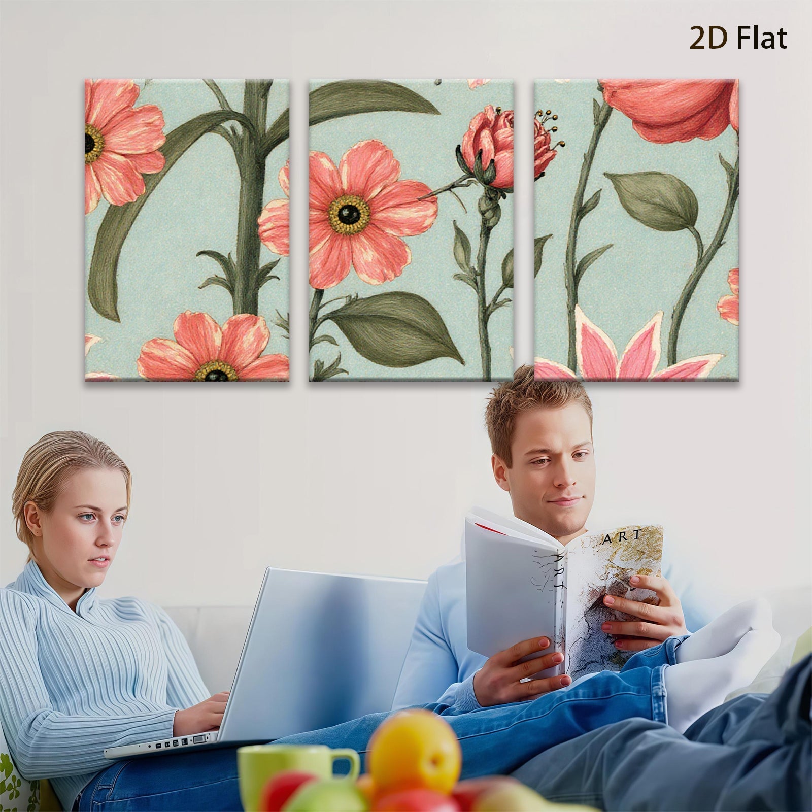 2D flat 1pc botanical wildflower illustration vibrant floral art perfect gallery wall decor farmhouse living room bedroom office cozy modern aesthetic