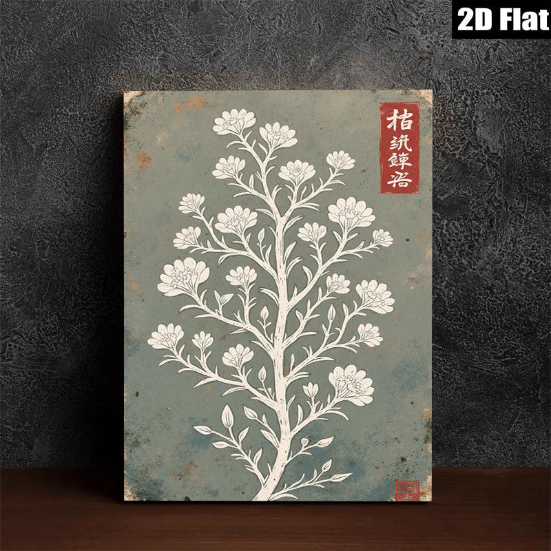 2D flat 1pc botanical wildflower tree wall art print farmhouse living room bedroom decor gallery wrapped canvas modern minimalist aesthetic statement piece trending now