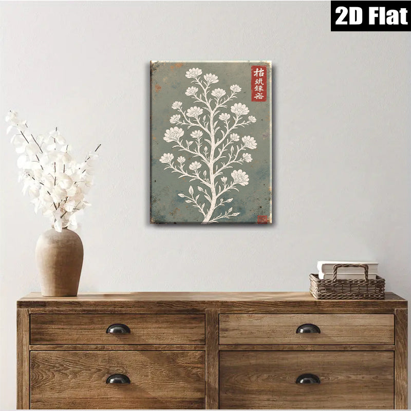 2D flat 1pc botanical wildflower tree wall art print farmhouse living room bedroom decor gallery wrapped canvas modern minimalist aesthetic statement piece trending now