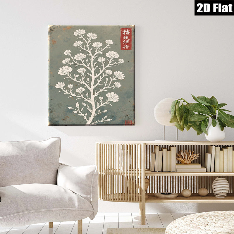 2D flat 1pc botanical wildflower tree wall art print farmhouse living room bedroom decor gallery wrapped canvas modern minimalist aesthetic statement piece trending now