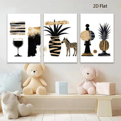 2D flat 1pc botanical wildlife abstract wall art print canvas modern farmhouse living room bedroom decor gallery wrapped statement piece