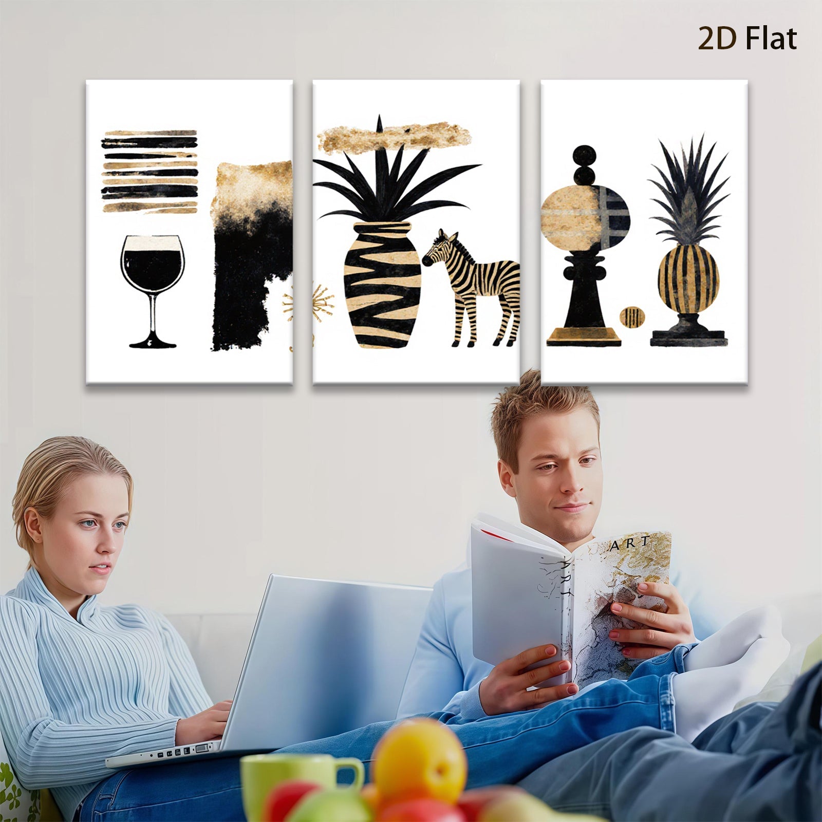 2D flat 1pc botanical wildlife abstract wall art print canvas modern farmhouse living room bedroom decor gallery wrapped statement piece