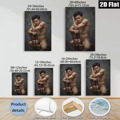 2D flat 1pc brooding male figure study dramatic portrait wall art bedroom living room modern farmhouse gallery wrapped canvas print