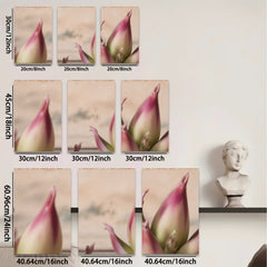 2D flat 1pc budding tulips spring floral wall art botanical living room bedroom decor farmhouse style modern minimalist gallery wrapped canvas print