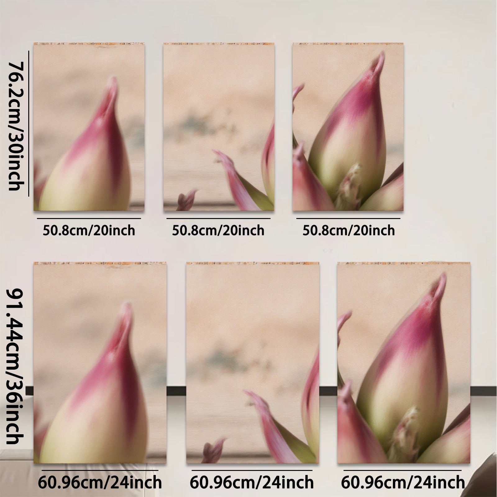 2D flat 1pc budding tulips spring floral wall art botanical living room bedroom decor farmhouse style modern minimalist gallery wrapped canvas print