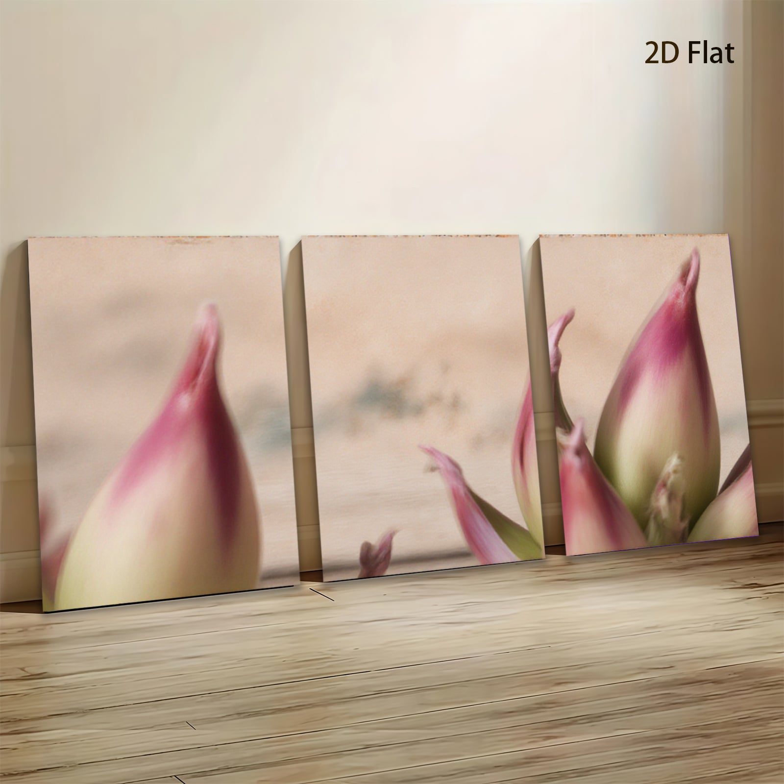 2D flat 1pc budding tulips spring floral wall art botanical living room bedroom decor farmhouse style modern minimalist gallery wrapped canvas print