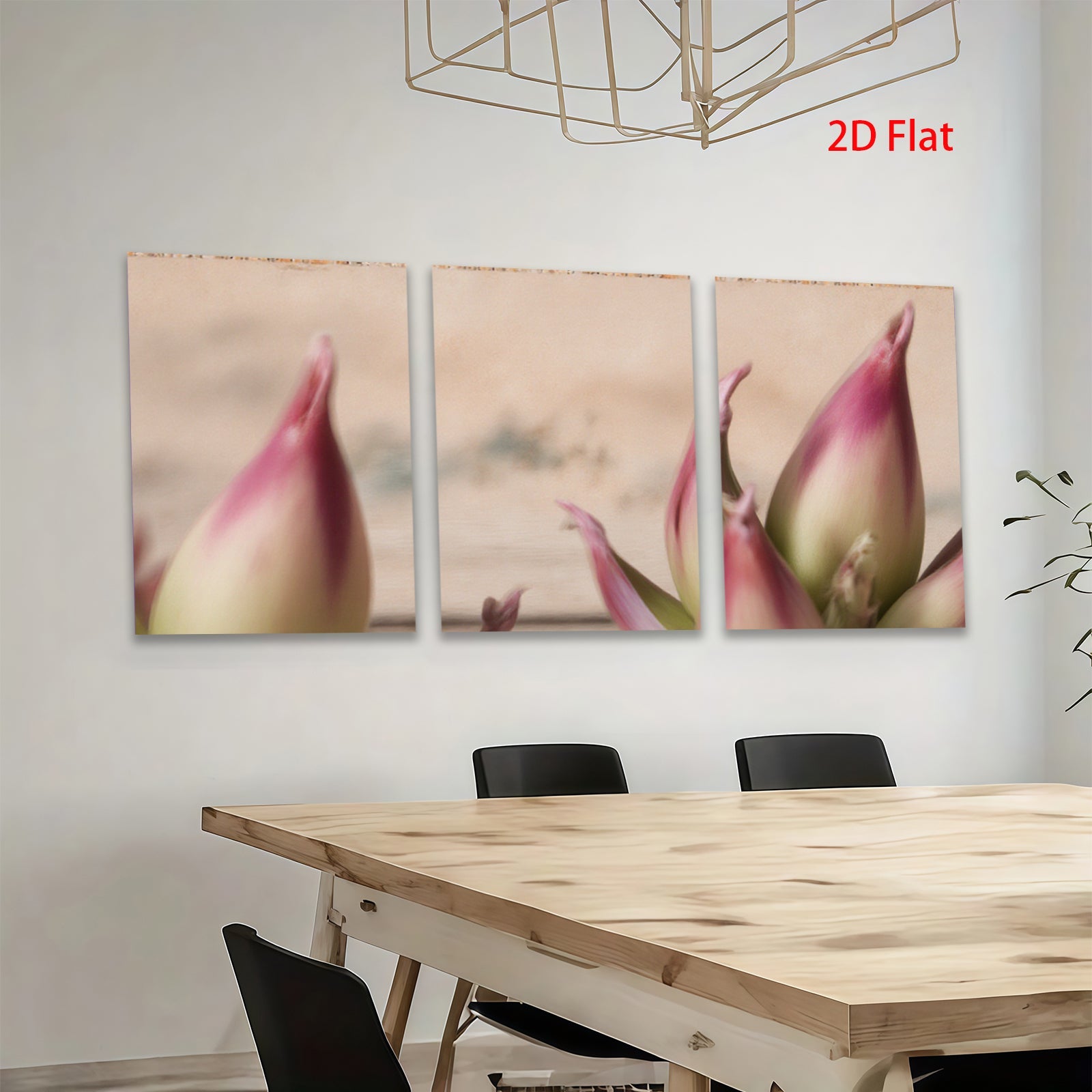 2D flat 1pc budding tulips spring floral wall art botanical living room bedroom decor farmhouse style modern minimalist gallery wrapped canvas print