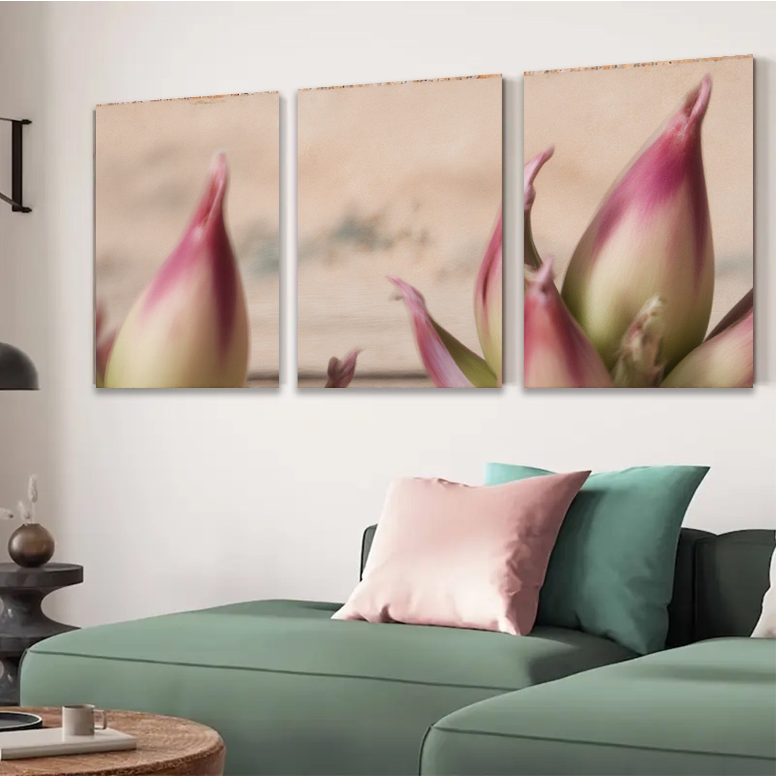 2D flat 1pc budding tulips spring floral wall art botanical living room bedroom decor farmhouse style modern minimalist gallery wrapped canvas print