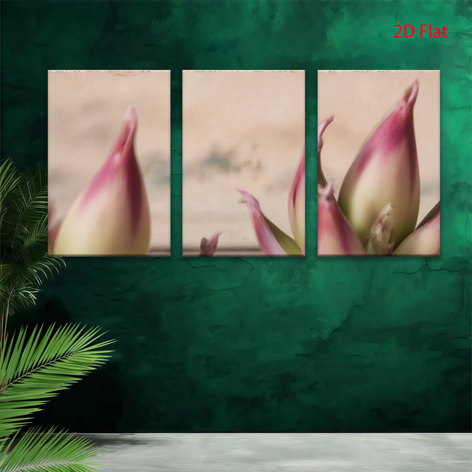 2D flat 1pc budding tulips spring floral wall art botanical living room bedroom decor farmhouse style modern minimalist gallery wrapped canvas print