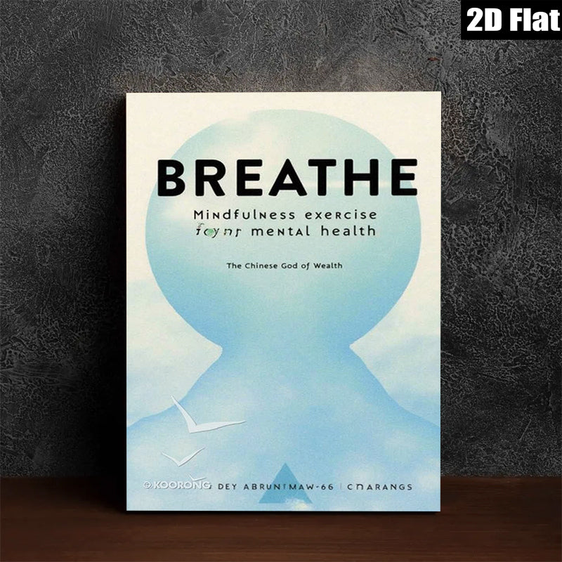 2D flat 1pc calming breath mindfulness wall art serene meditation room decor modern farmhouse living room bedroom inspirational gift positive vibes gallery wrapped canvas print