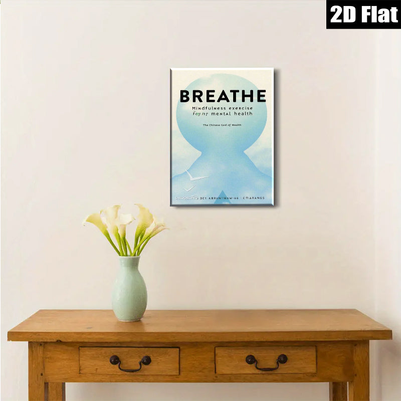 2D flat 1pc calming breath mindfulness wall art serene meditation room decor modern farmhouse living room bedroom inspirational gift positive vibes gallery wrapped canvas print