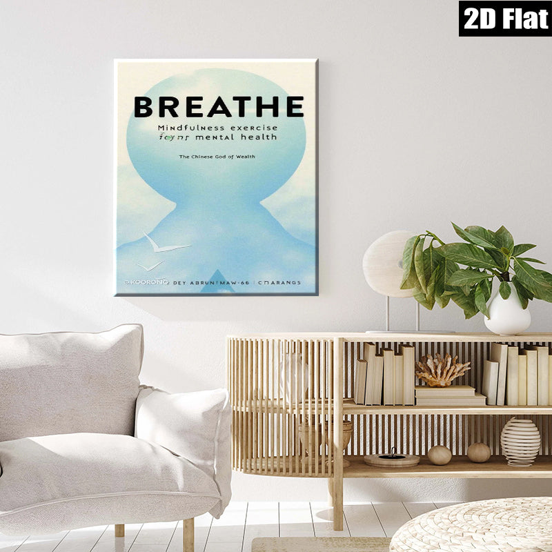 2D flat 1pc calming breath mindfulness wall art serene meditation room decor modern farmhouse living room bedroom inspirational gift positive vibes gallery wrapped canvas print