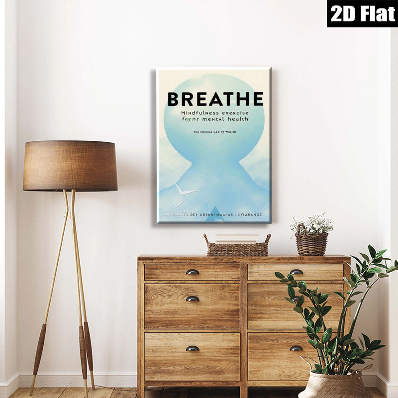 2D flat 1pc calming breath mindfulness wall art serene meditation room decor modern farmhouse living room bedroom inspirational gift positive vibes gallery wrapped canvas print