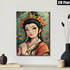 2D flat 1pc captivating Asian beauty portrait wall art decor for bedroom living room gallery wrapped canvas farmhouse style modern minimalist