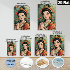 2D flat 1pc captivating Asian beauty portrait wall art decor for bedroom living room gallery wrapped canvas farmhouse style modern minimalist