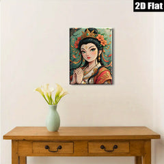 2D flat 1pc captivating Asian beauty portrait wall art decor for bedroom living room gallery wrapped canvas farmhouse style modern minimalist